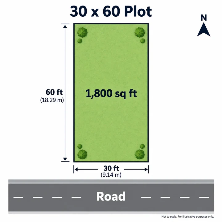 Sattva Ekatra 30 x 60 ft plot plan, 1,800 sq ft (9.14 x 18.29 m)